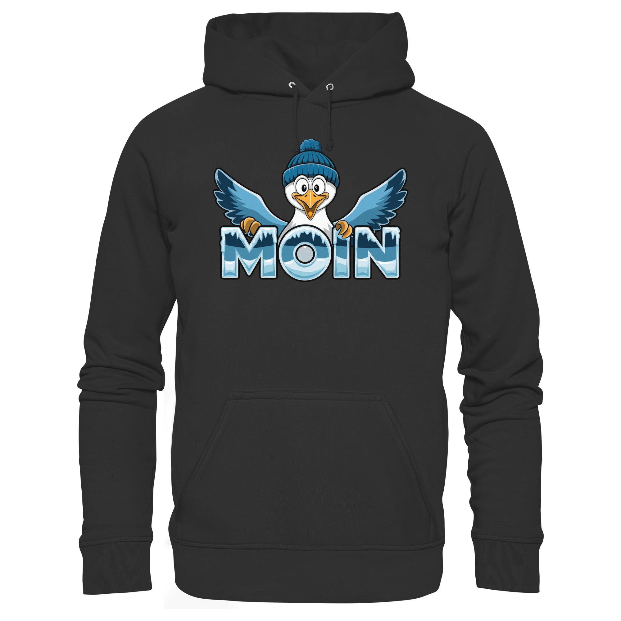 Unisex Hoodie Moin Möwe mit Strickmütze - Organic Basic Hoodie - Küstenstil Edition