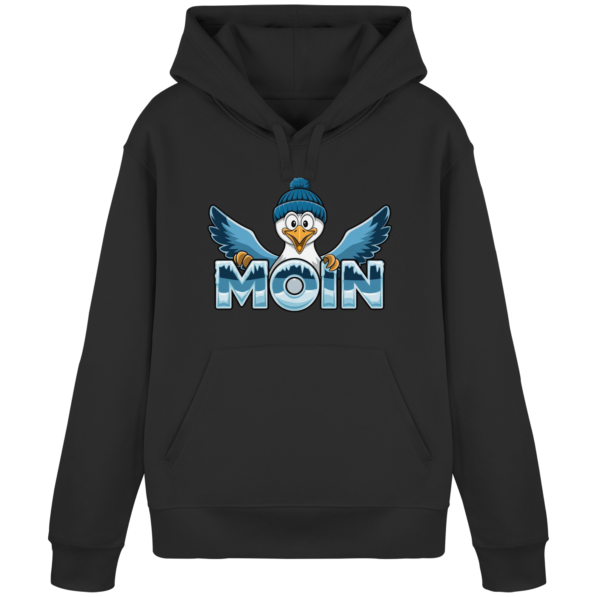 Unisex Hoodie Moin Möwe mit Strickmütze - Organic Basic Hoodie - Küstenstil Edition