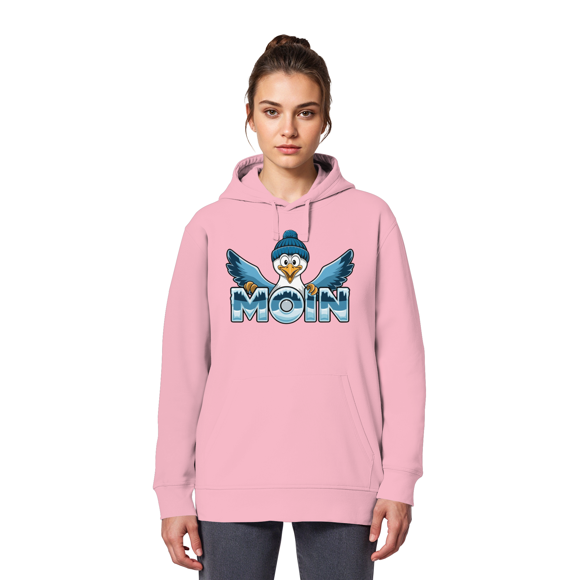 Unisex Hoodie Moin Möwe mit Strickmütze - Organic Basic Hoodie - Küstenstil Edition