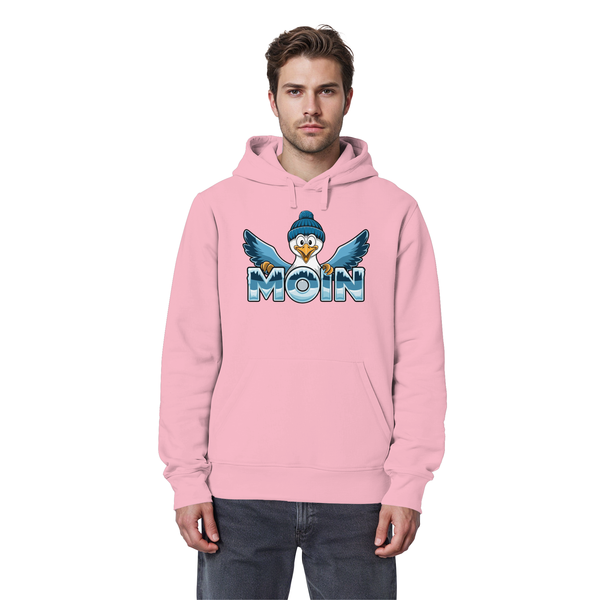 Unisex Hoodie Moin Möwe mit Strickmütze - Organic Basic Hoodie - Küstenstil Edition