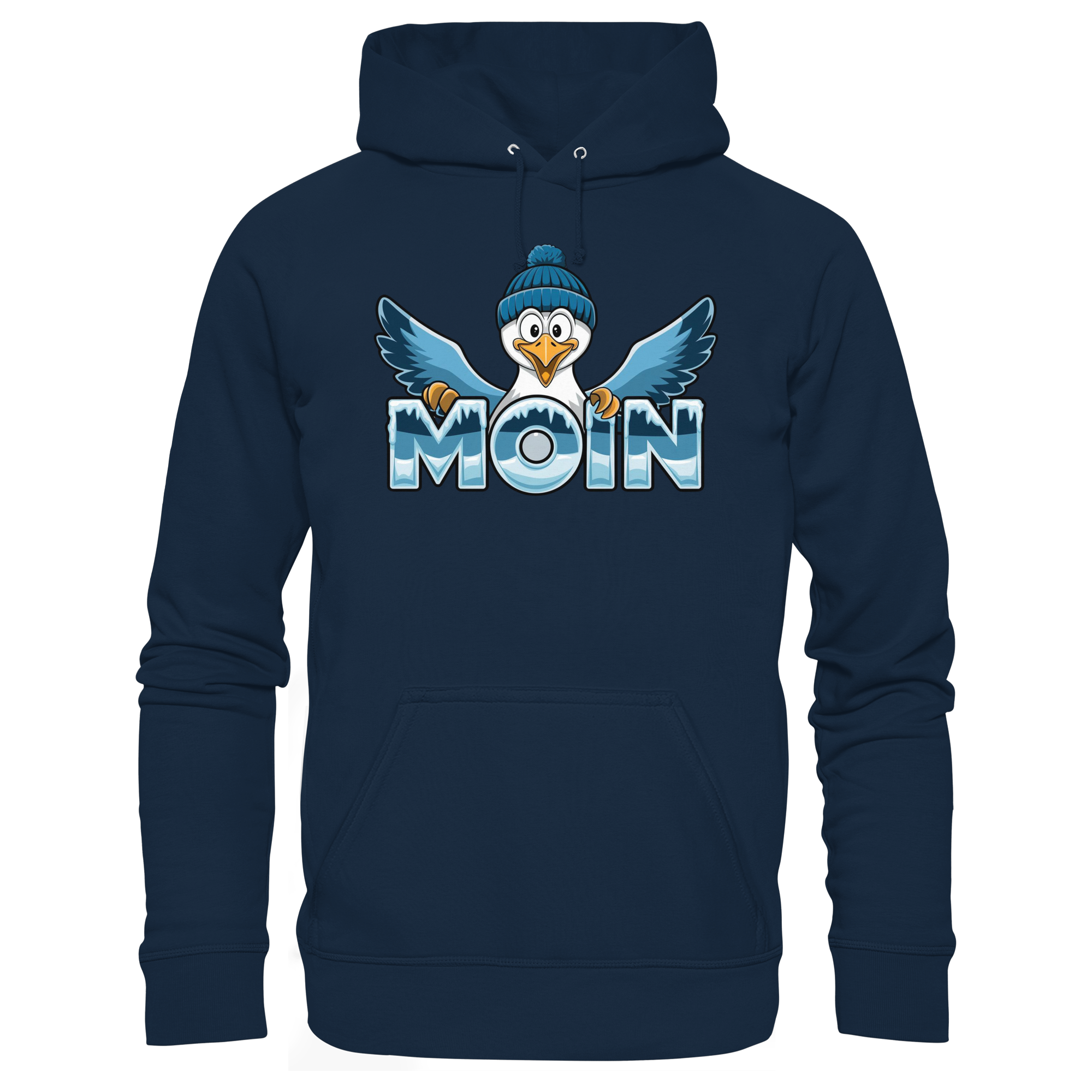 Unisex Hoodie Moin Möwe mit Strickmütze - Organic Basic Hoodie - Küstenstil Edition