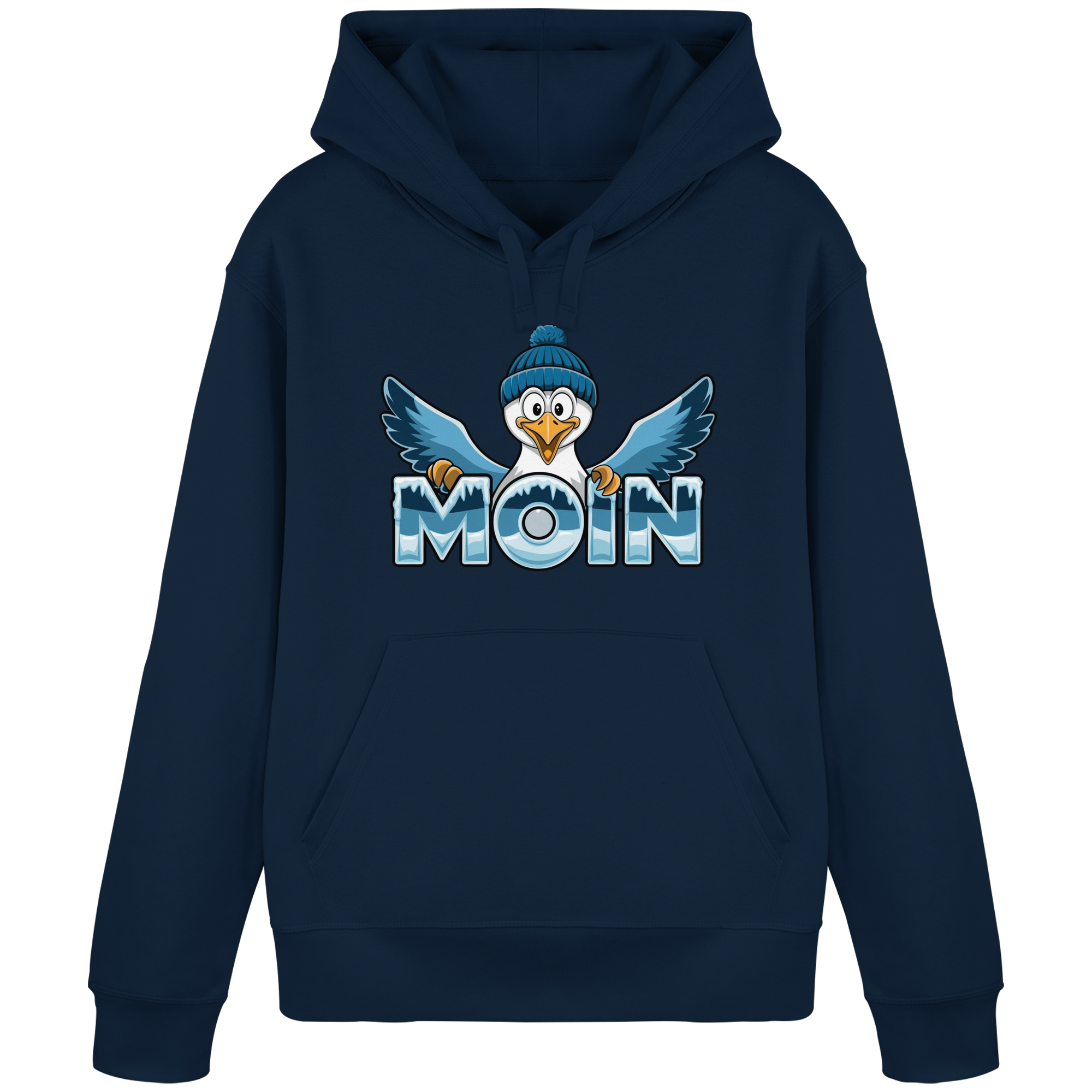 Unisex Hoodie Moin Möwe mit Strickmütze - Organic Basic Hoodie - Küstenstil Edition