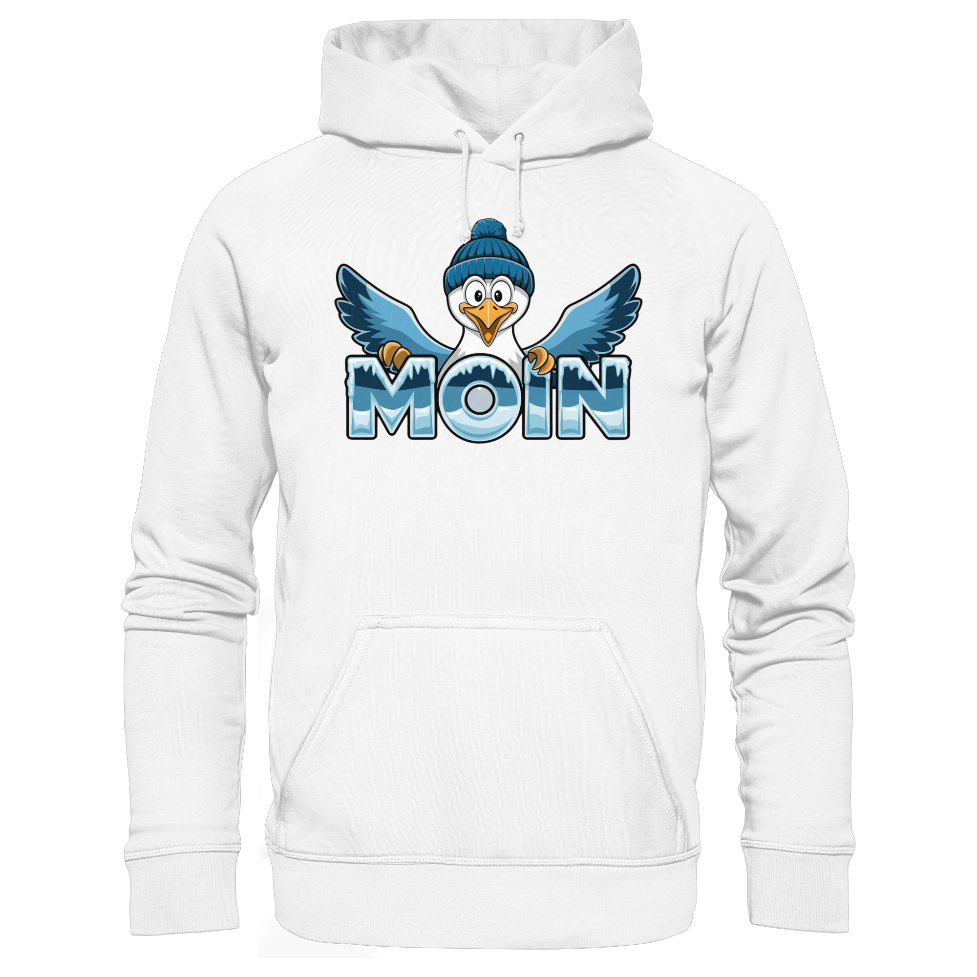 Unisex Hoodie Moin Möwe mit Strickmütze - Organic Basic Hoodie - Küstenstil Edition