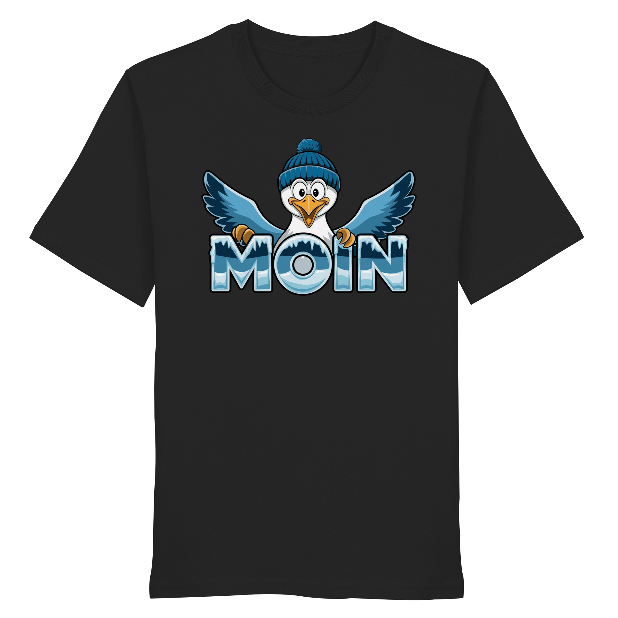 Unisex T-Shirt Moin Möwe mit Strickmütze - Organic Shirt - Küstenstil Edition