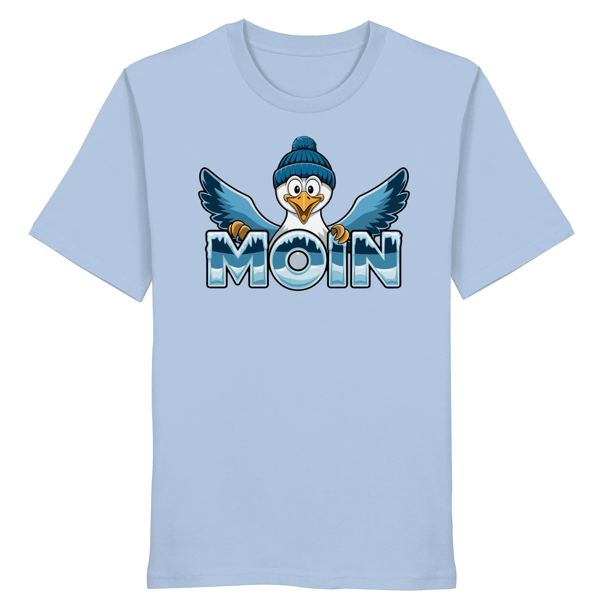 Unisex T-Shirt Moin Möwe mit Strickmütze - Organic Shirt - Küstenstil Edition