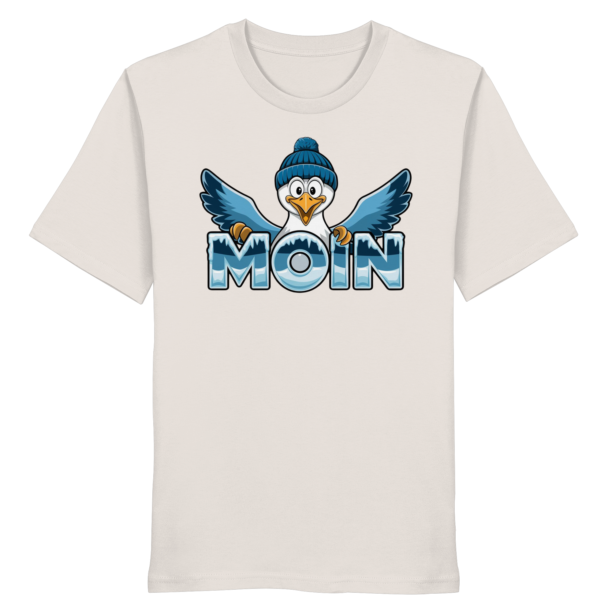 Unisex T-Shirt Moin Möwe mit Strickmütze - Organic Shirt - Küstenstil Edition