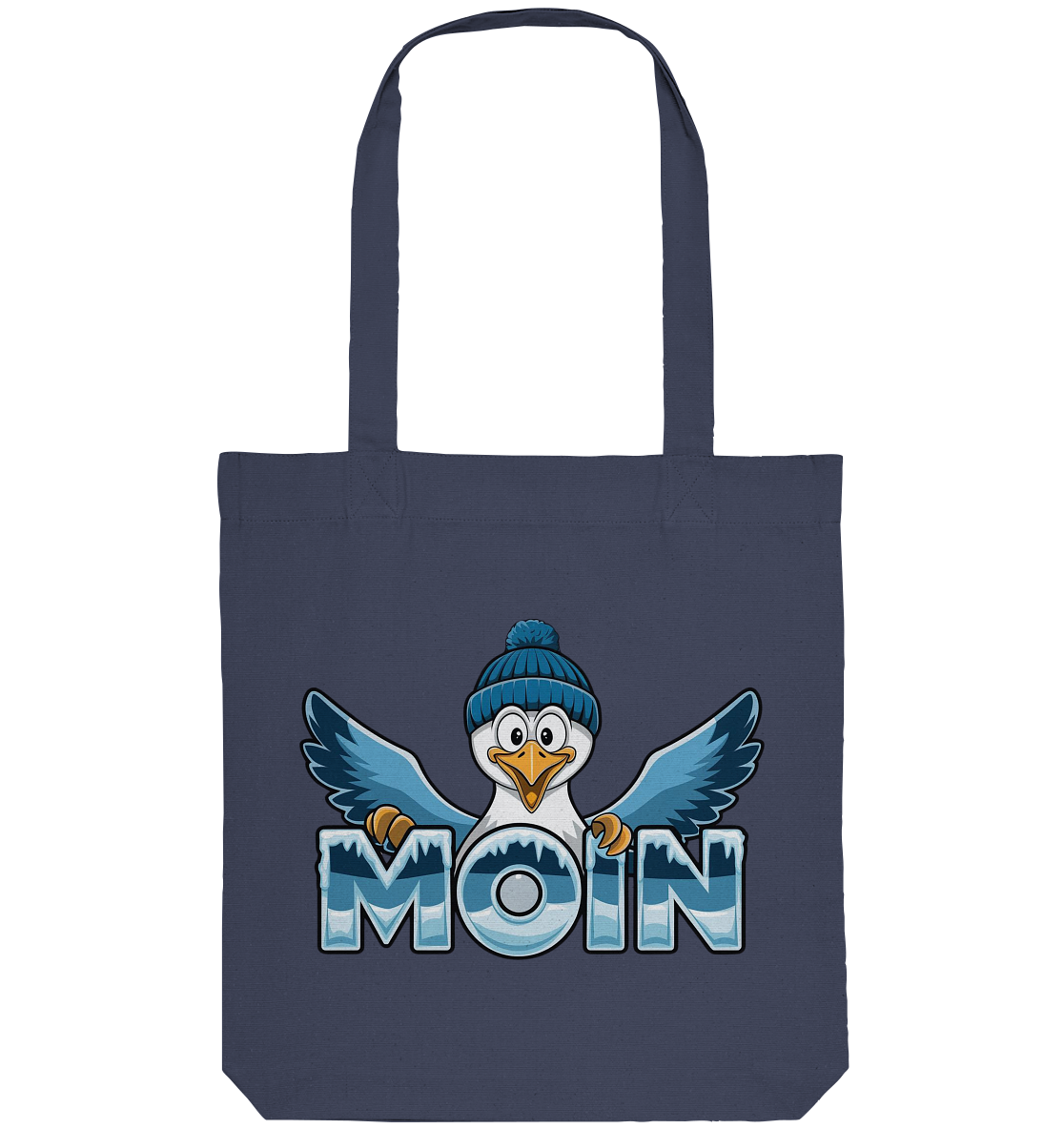 Baumwolltasche Moin Möwe mit Strickmütze - Organic Tote-Bag - Küstenstil Edition