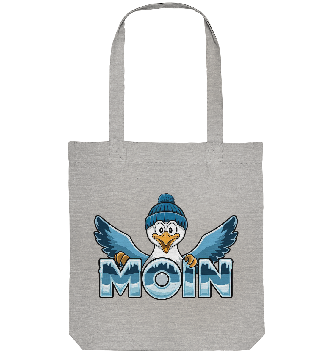 Baumwolltasche Moin Möwe mit Strickmütze - Organic Tote-Bag - Küstenstil Edition